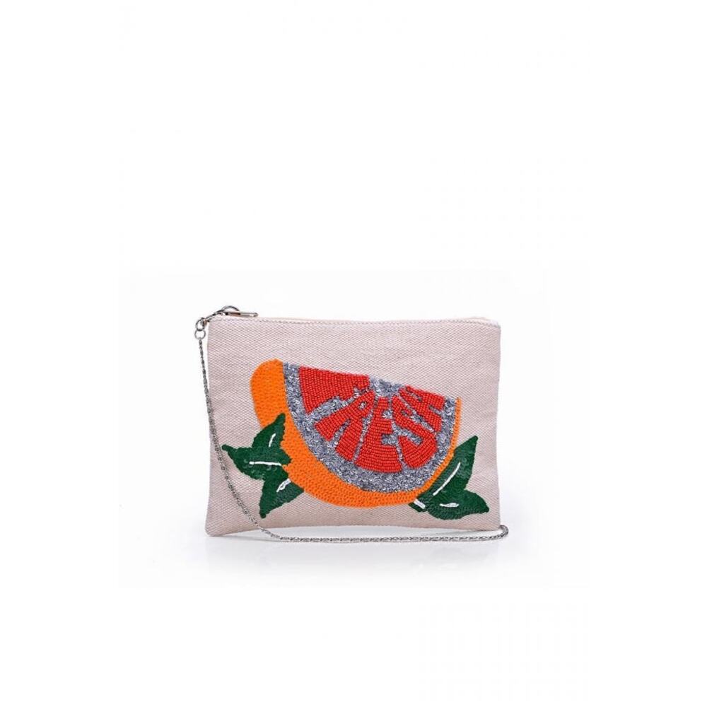 America & Beyond Womens‎ Convertible Clutch Crossbody Fresh Lemon Beaded Purse